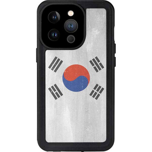 South Korean Flag Distressed iPhone 14 Pro Waterproof Case